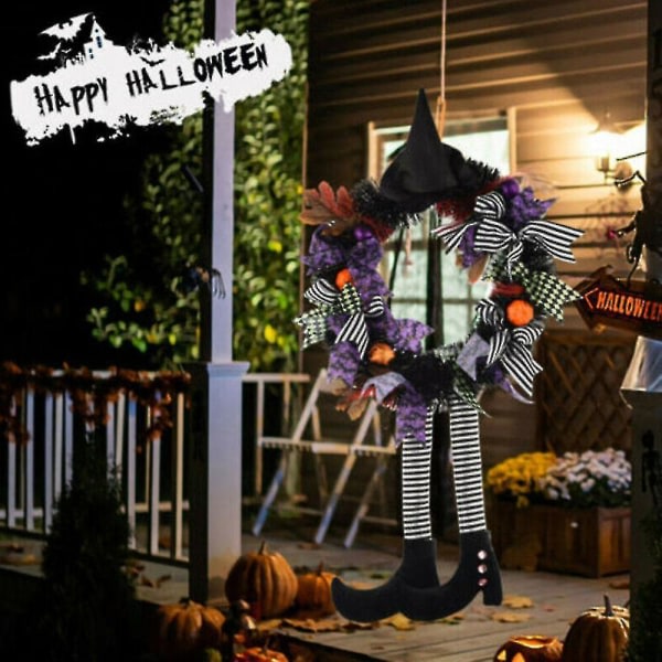 Halloween krans med heksehat, ben og dørhængende krans græskar dekoration