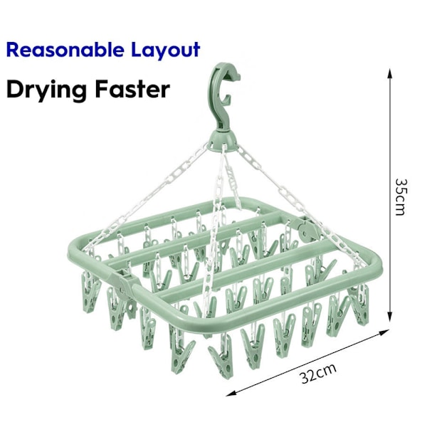 32 klesklyper sammenleggbar kleshengeren multifunksjonell tørkestativ
