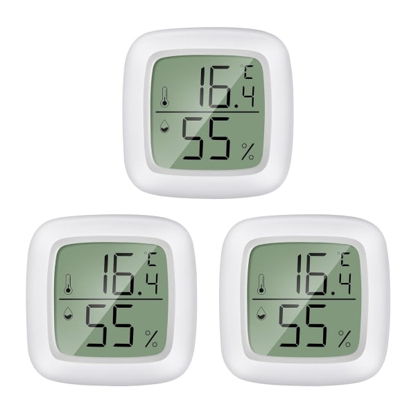 Hemtermometer 3 delar Mini LCD Bärbar inomhushygrometertermometer -20℃~60℃, 10%~99% RH Lämplig för barnrum, äldrerum, etc.