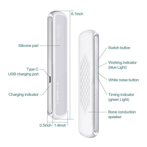 Kudde Högtalare, Benledning Stereo Trådlös Bluetooth för Sömn, 3D Vitt Brusljud, Perfekt för Sidosovare med Sömnlöshet Svart Black