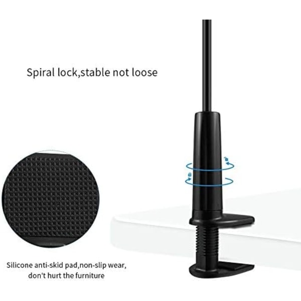 Senge telefonholder, telefonholder med fleksibel svanehals lang arm 360° rotasjon justerbar