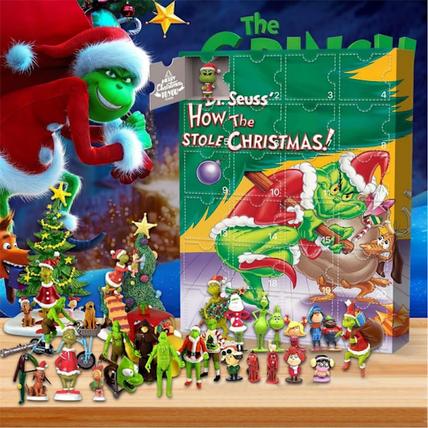 2024 Grinch-prydnad 24 dagar av julens adventskalender, julblindbox, julkalender, presenter till barn, julklapp