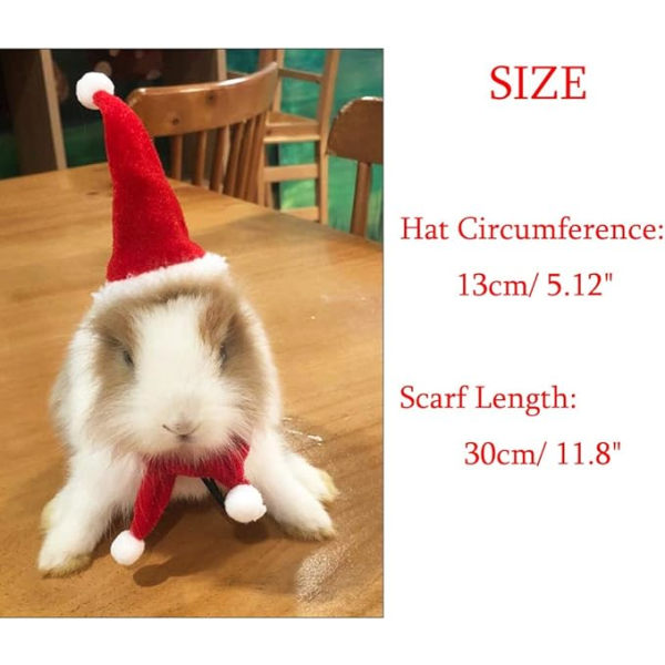Små djur Tomteluva med halsduk Jul marsvinskostym Halloween råtthatt Kaninkläder Set Julklappskläder för Sugar Glider Hamster Ch