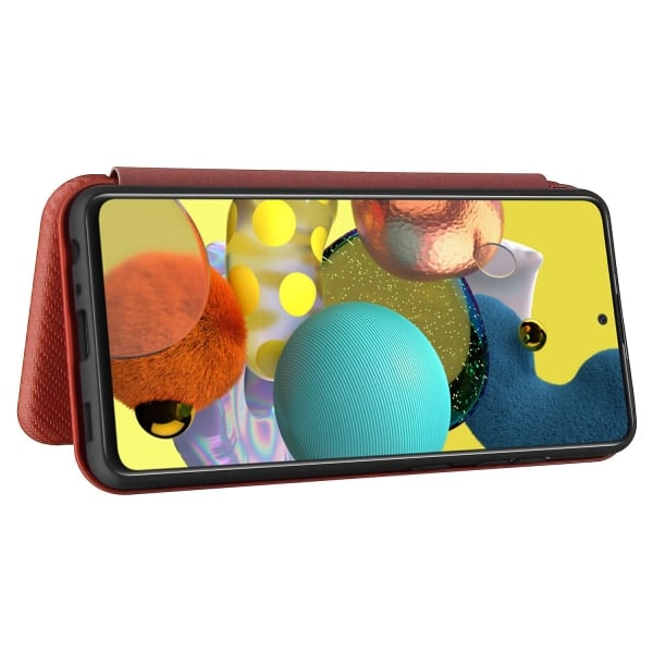 SQBB Suojakotelo Samsung Galaxy A52s 5g:lle, hiilikuitukotelo, folio-läppä, suojaava magneettikansi, Etui Coque, ruskea, ei mitään
