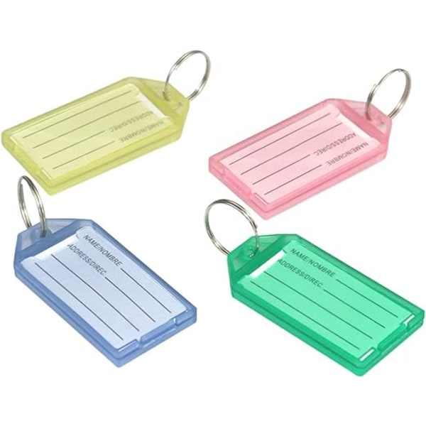 40st färgglada plastetiketter Nyckelring Bagagenamnetikett Tagg Nyckelring Klassificering Nyckelringar (10st rosa, 10st blå, 10st gul, 10st grön)