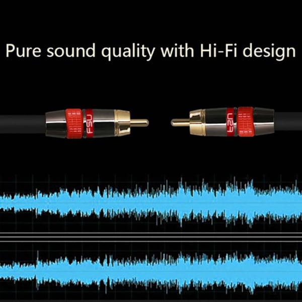 2x Digital Audio Rca-kabel Premium Stereo Rca til Rca Koaksial Spdif-kabel Hanehøyttaler Hifi Subwoofer