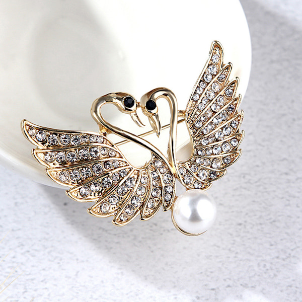 e Crystal Swan Brooch Pins Rakastajien Eläin Strassit Broochit J Gold