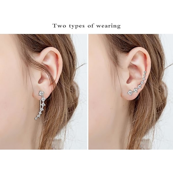 Kristallörhängen Manschett Clipper Claw Climber S925 Sterling Silver Hypoallergena Örhängen