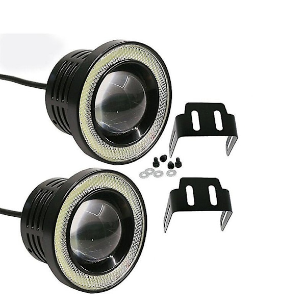 2 st Bil Dimljus Änglaögon Halo Rund Ring LED Strålkastare