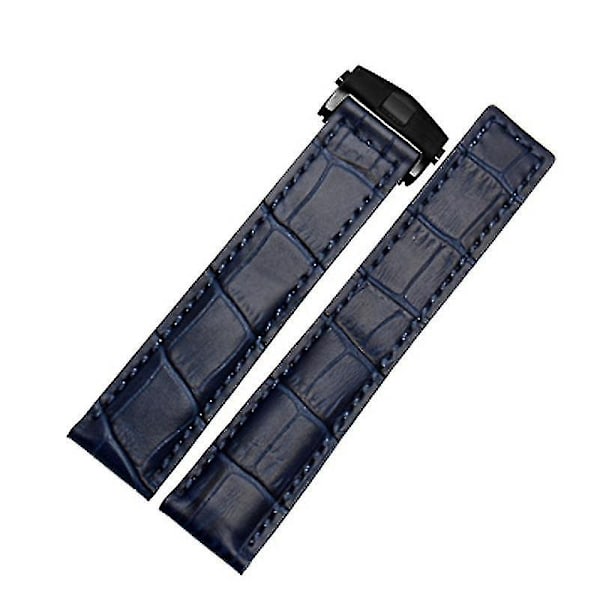 Tag Heuer Aitoa Nahkaa Kellon Ranneke 19mm/20mm/22mm - Musta/Punainen/Musta Taitettava Solki Miesten Rannekellon Ranneke Tarvikkeet - WELLNGS sininen musta solki 20mm blue black buckle
