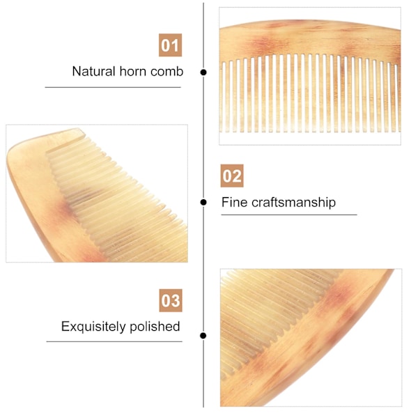 Naturlig hornkam antistatisk bærbar hårglattekam forhindrer hårtab for kvinder (15 cm)
