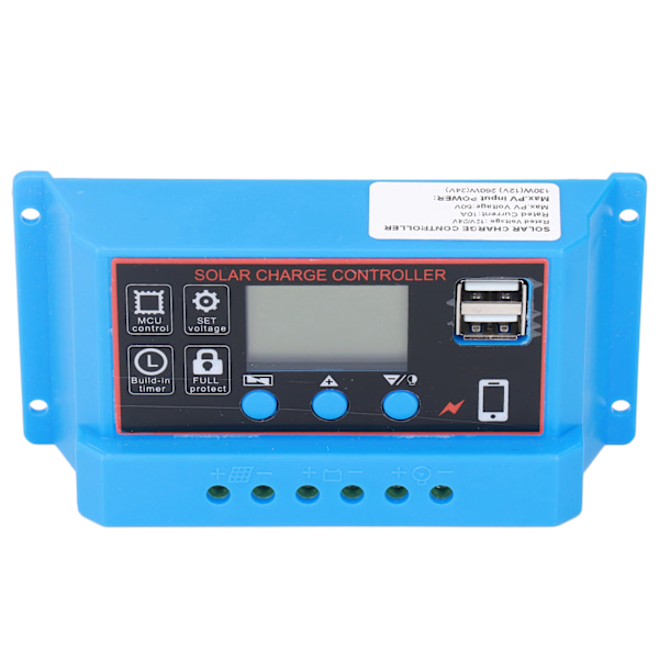 Solcelle ladekontroller LCD-skjerm PWM fotovoltaisk ladekontroller 12V 24V10A