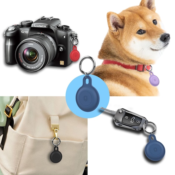 4 stk - AirTag-etui Airtag-holder med nøkkelring - Svart Black