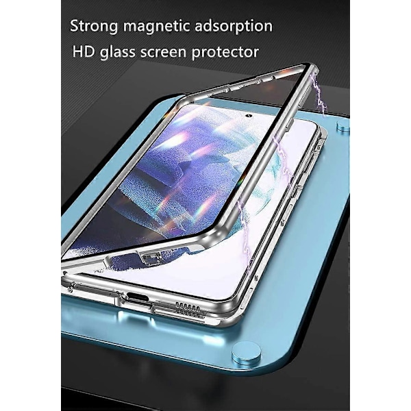 Säkerhetslås Galaxy S23 Plus 6,6 tum Skal Magnetisk Adsorption Stötsäker Aluminiumram Dubbelsidigt Skal Härdat Glas Skydd (Grön)