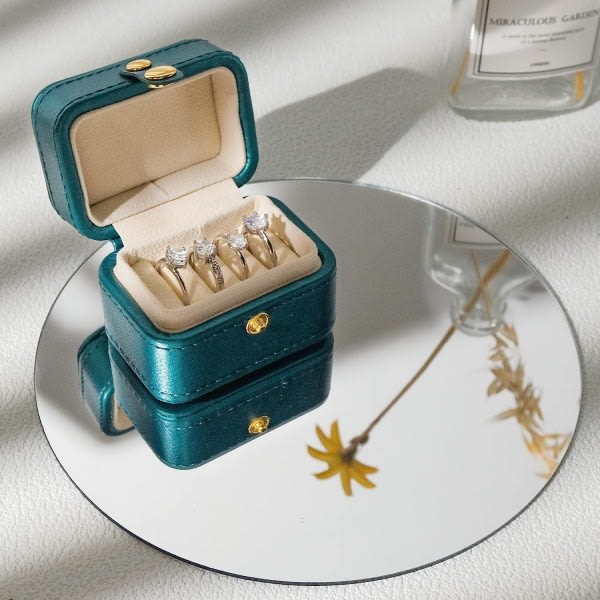 Travel Ring Storage Box - Premium handgjorda smycken förvaringsbox/små bärbara smycken örhängen Present Collection-GRÖN