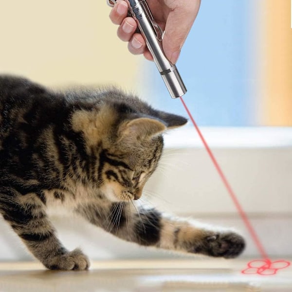 7-i-1 katt-leksaker med LED-ljuspekare, interaktiva katt-leksaker för katter och hundar för inomhus- och utomhuslek