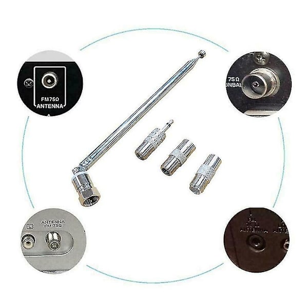 75 Ohm Teleskopisk DAB Radioantenne for HiFi AV-mottaker Minisystem, FM