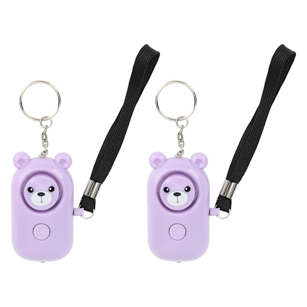 2pcs Bear Style Security Alarm Emergency Alarm Keychain Alarm Protective Devices for Women Girls Kids Elderly Purple Purple