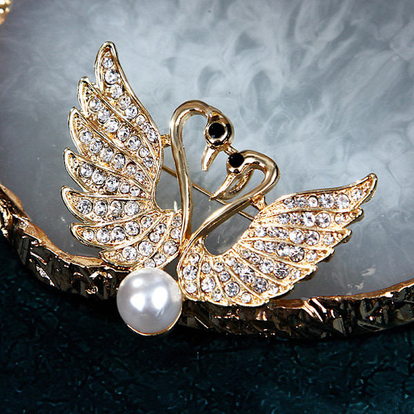 e Crystal Swan Brooch Pins Rakastajien Eläin Strassit Broochit J Gold