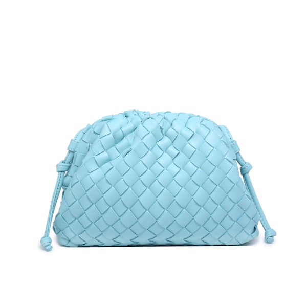 Cloud Rygsæk 2024 Ny Stil Taske Dame Ko Læder Krøllet Dumpling Taske Dame Håndtaske Skuldertaske MJ51 Lyseblå Light blue 22*9*14cm