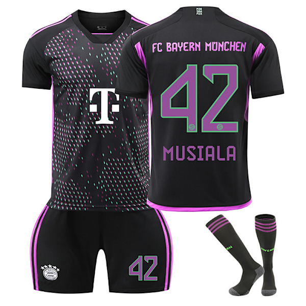 23-24 Bayern Away Soccer Jersey Børnefodboldsæt Nr. 42 Musiala No.42 Musiala S