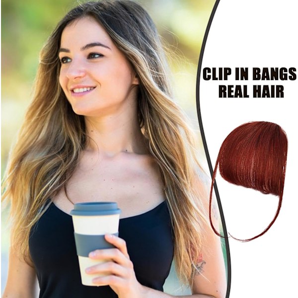 Clip-on pannelugg, ekte hår extensions - Fransk pannelugg, falsk pannelugg | Naturlig farge, stilige pannelugg extensions for et stilig utseende Burgundy