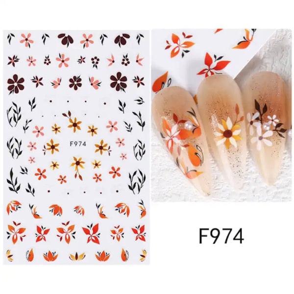 Nagelkonst Dekal, 5D Pressad Nagel Dekal Vår Färgglada Tusenskönor Blomma Självhäftande Nageldekoration style2