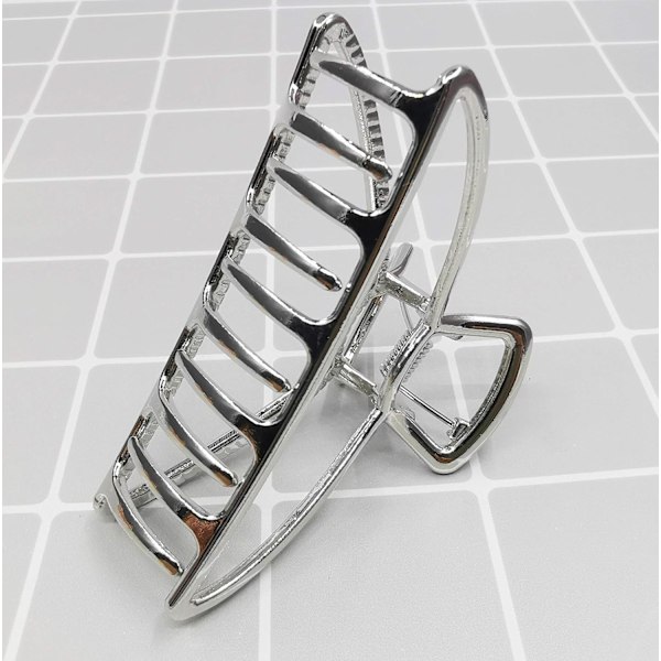 Hårklämmor, Metall Hårklämma Barrette Klämma Käke för Kvinnor (2, Svart + Silver)