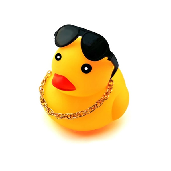 Badanka Leksaker Tecknad Gummi Anka med Badring Halsband Solglasögon Baby Shower Leksak Bil Ornament Instrumentbräda Dekoration 0.2