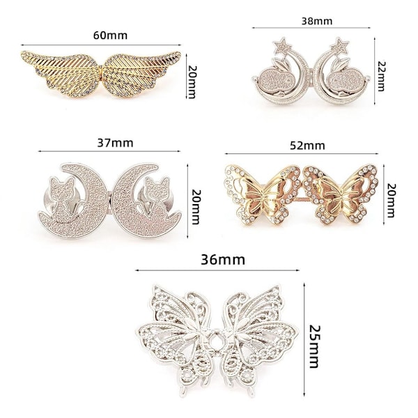 2 STK Bukser Talje Spænde Knap Nåle SØLV ENGLE VINGER ENGEL sølv silver Angel Wings-Angel Wings