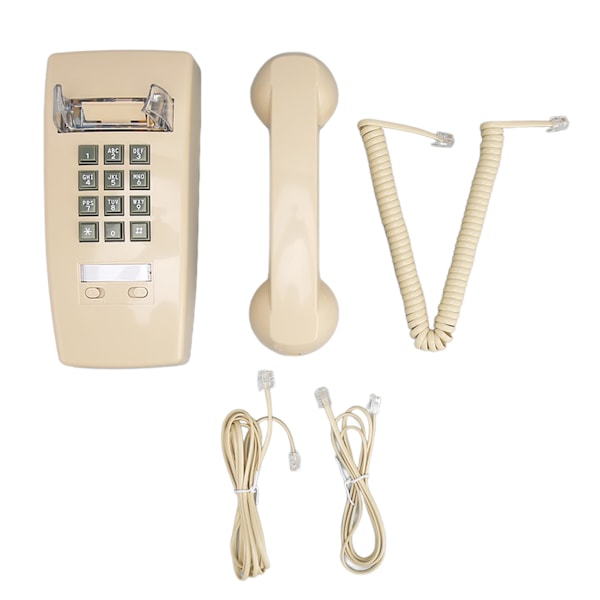 Retro Wall Phone Waterproof Decorative Corded Phone with Volume Control for Home Bar Bathroom Beige