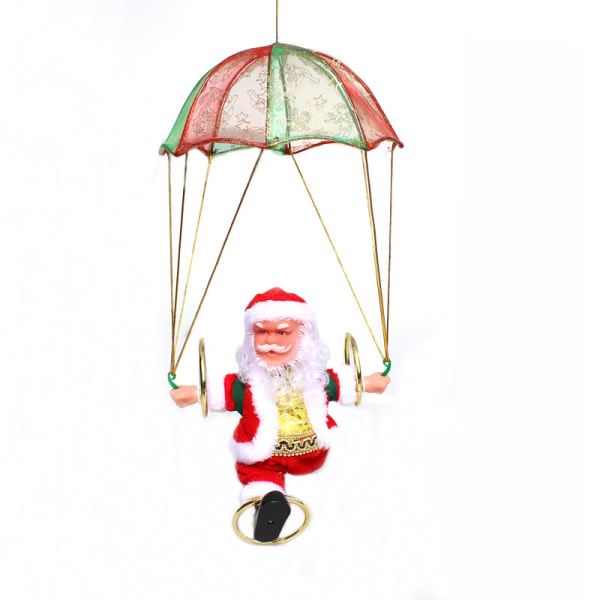 2 st Santa Claus fallskärm kullerbytta elektrisk musik Julklappar presentdekorationer Juldekorationer 18*10*13cm