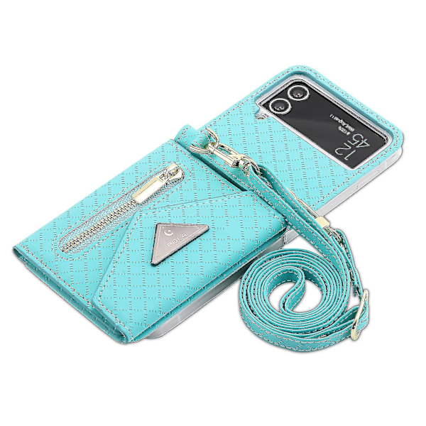 Lompakko Kotelo Yhteensopiva Galaxy Z Flip 4:n kanssa, Ristiriimu Lanyard PU Nahka Suojaava Kotelo Korttipaikoilla Sininen Blue For Galaxy Z Flip 4