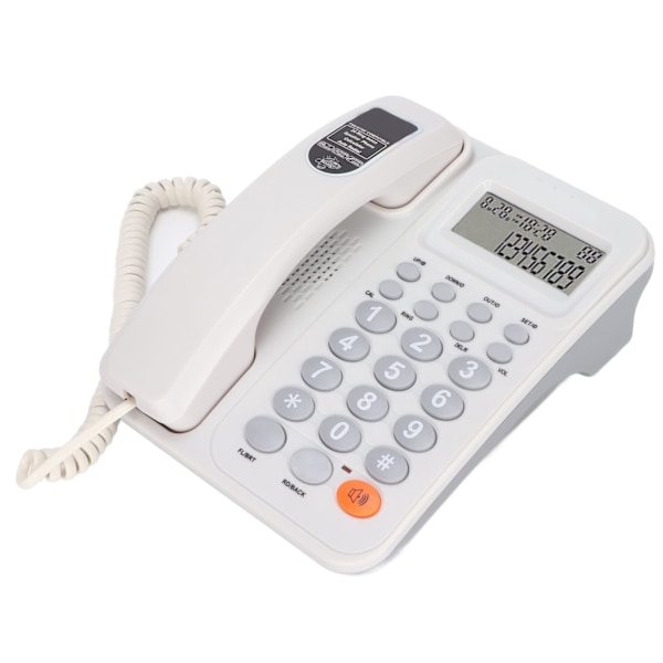 KXT2027CID fasttelefon med ledning, justerbart volum, anrops-ID, semi handsfree, fasttelefon for kontor og hotell (hvit)