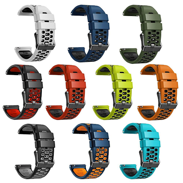 Dobbeltfarvet silikonerem til Suunto 7/9/9 Baro 24mm med multi-hul design hurtigudløser spænde armbånd Lime Black