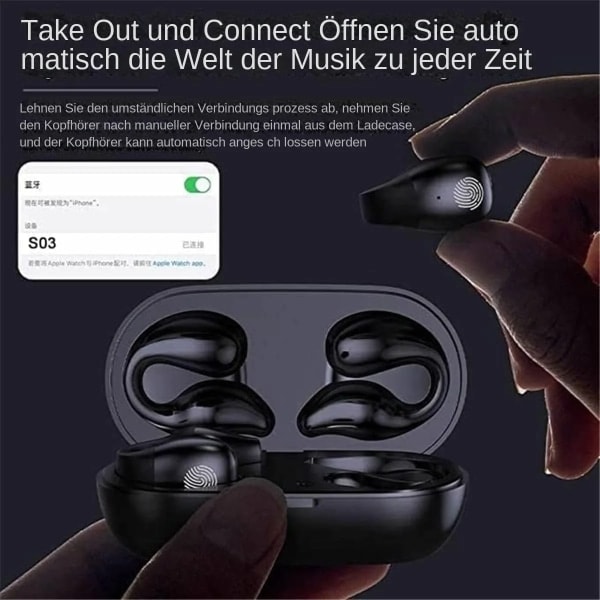 Trådløse ørepropper med beinledning, Bluetooth 5.3, Mini Sports Running Earclip Open Ear Headphones, Beinledning Hodetelefoner Langvarig Pa