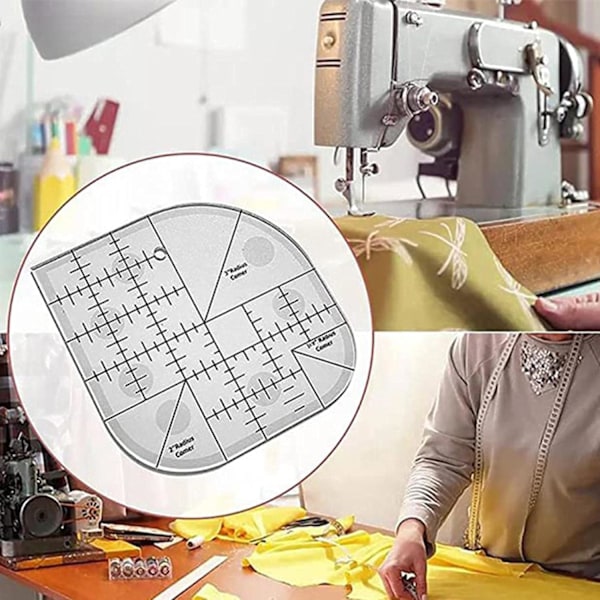 Buehjørnet Lineal til Quilting, Patchwork Syning | Runde Kant Syningsskabeloner, Patchwork Værktøj til Sytilbehør, Hjem, Kontor