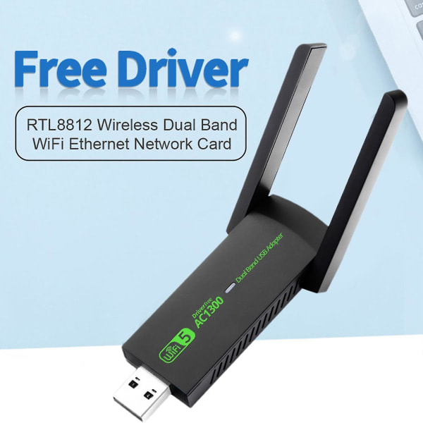 Netværkskort 1300mbps Dual Band Plug-and-paly Laptop Mini USB Trådløs Wifi Adapter