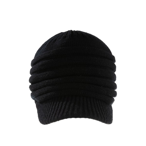 Stickad cap för barn med platt brätte, enfärgad, stickad cap med baby (svart)
