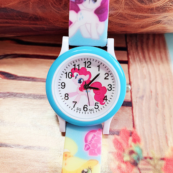 1 stk. ur (Blå My Little Pony), Vandafvisende børne-armbåndsur med kvartsværk, 3D tegneserie design, Digitalt ur til 3-11 år