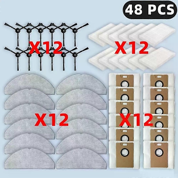 Koskee (TP-Link Tapo RV30 Max Plus / RV20 Max Plus) varaosia, suodatin, sivuharja, moppiliina, pölypussi, tarvikkeet Set W