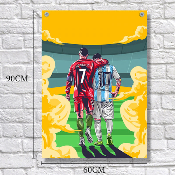 Fodboldstjerner Cristiano Ronaldo og Lionel Messi Plakat Kunst Vægdekoration (Uindrammet) 23in×35in(60cm×90cm) (Messi og Ronaldo)