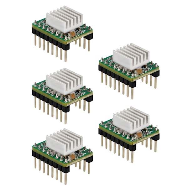 5 stk. højpræcisions skridtmotordrevmodul kølelegeme til 3D-print A4988-chip fem forskellige skridtopøsninger