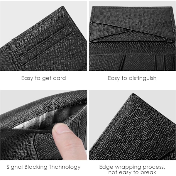 Äkta Läder RFID-skyddad Bifold Korthållare för Män