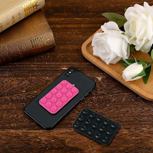 6 stk. Silikon Sugekopp Telefondeksel Klebende Feste, Silikon Telefondeksel Holder Matte For Selfies Og Videoer, Sklisikker Håndfri Telefonholder rode