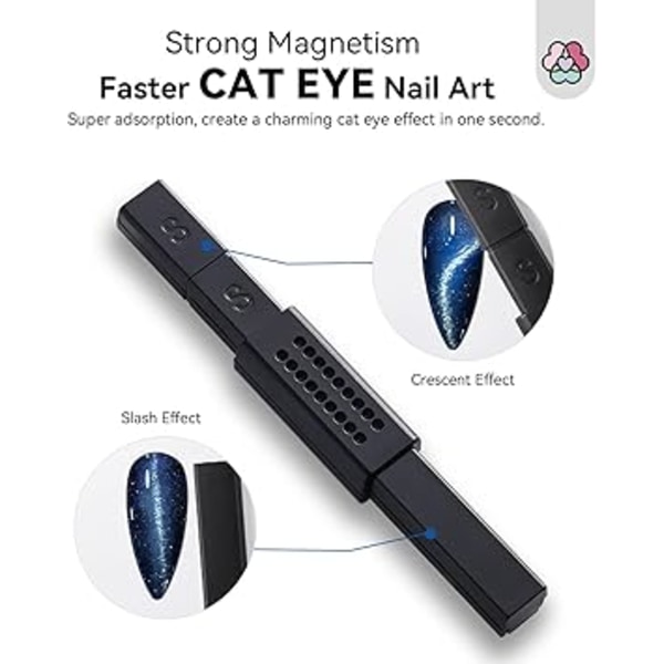 9 st Nagelkonstverktyg Magnetisk Penna Nagelkonst Magnetisk Stav för 3D Kattöga Gel Nagellack