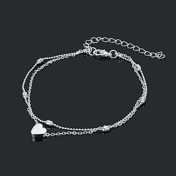 Hjärtformad armband Kvinnors Silverarmband Pärlarmband Handgjort (vitt) white