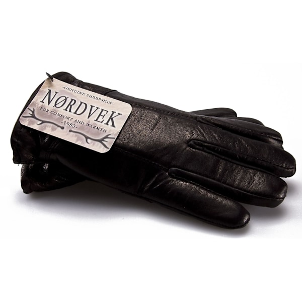 Nordvek Gents äkta läderhandske med fårskinnsfoder Svart Black Large - 10