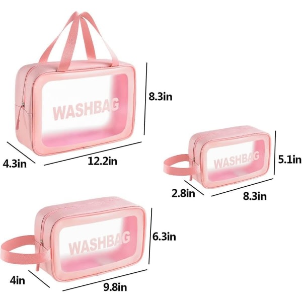 Crday Clear Toalettväska, 3 st Makeup Kosmetikväska Transparent Travel Wash Bag Present