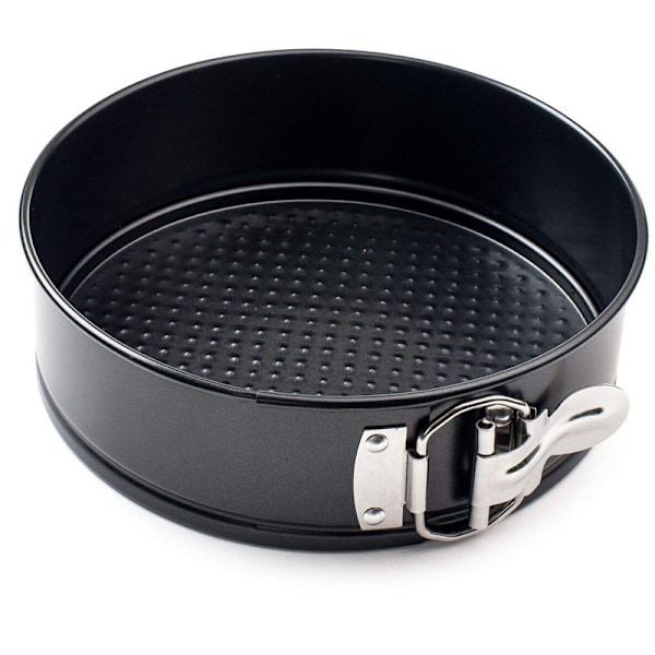 Tjock rund låsbar bucklig non-stick kakplatta pizzaplatta flyttbar buckla kolstål bakplatta kakform svart black 9 inches